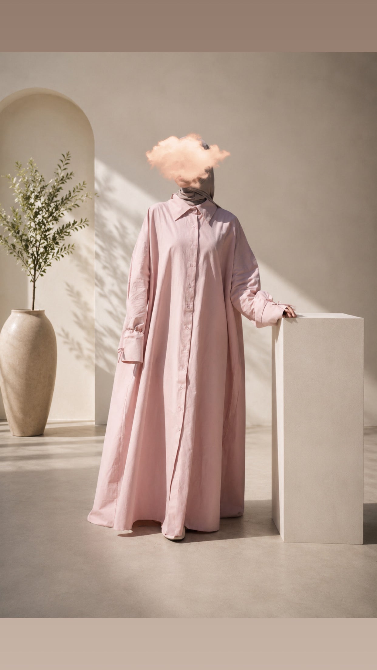 Abaya Chemise Longue 100% Coton – Tunique Modeste Femme Disponible en Plusieurs Coloris