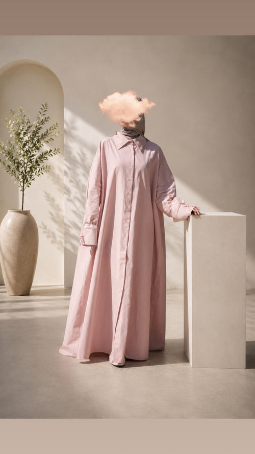 Abaya Chemise Longue 100% Coton – Tunique Modeste Femme Disponible en Plusieurs Coloris