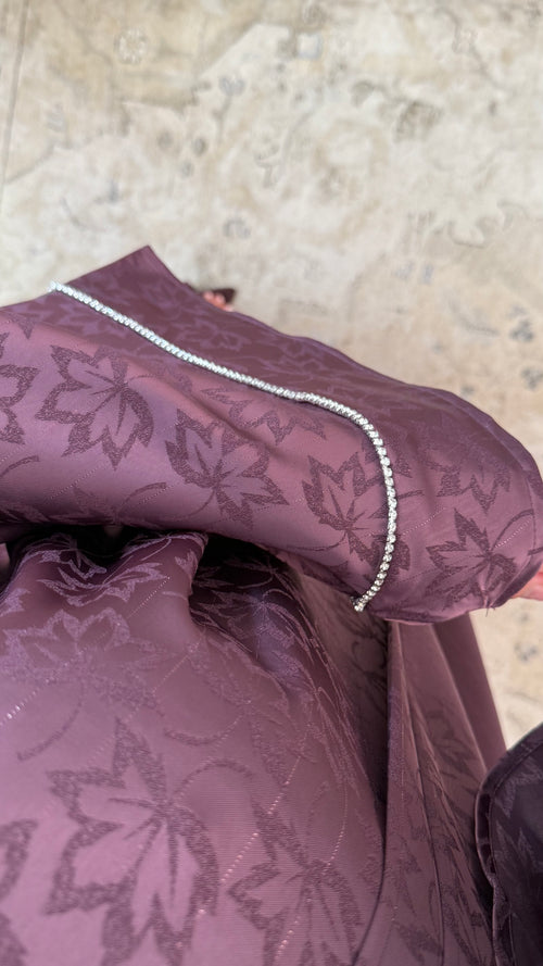 Abaya en satin manches en strass