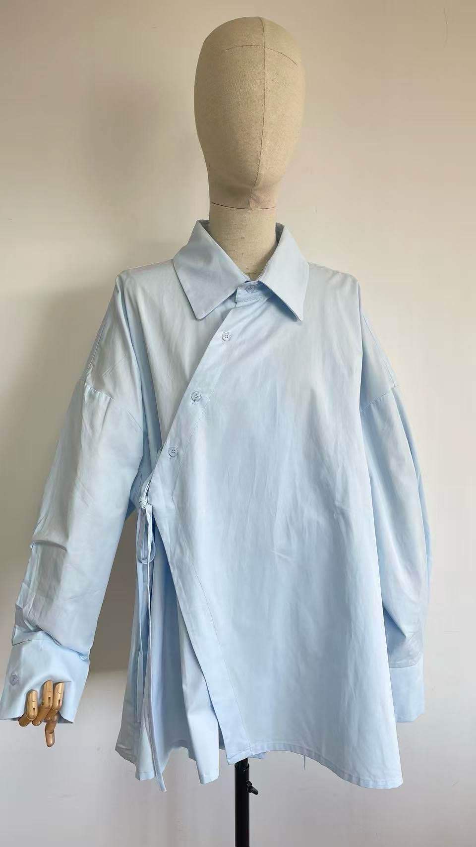 Chemise oversize asymétrique femme 100 % coton – Élégance minimaliste & confort absolu