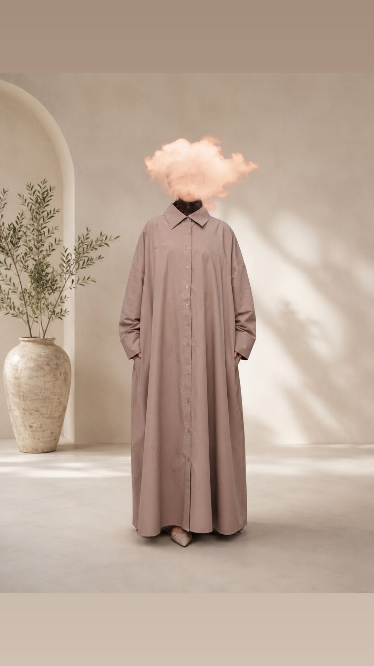 Abaya Chemise Longue 100% Coton – Tunique Modeste Femme Disponible en Plusieurs Coloris