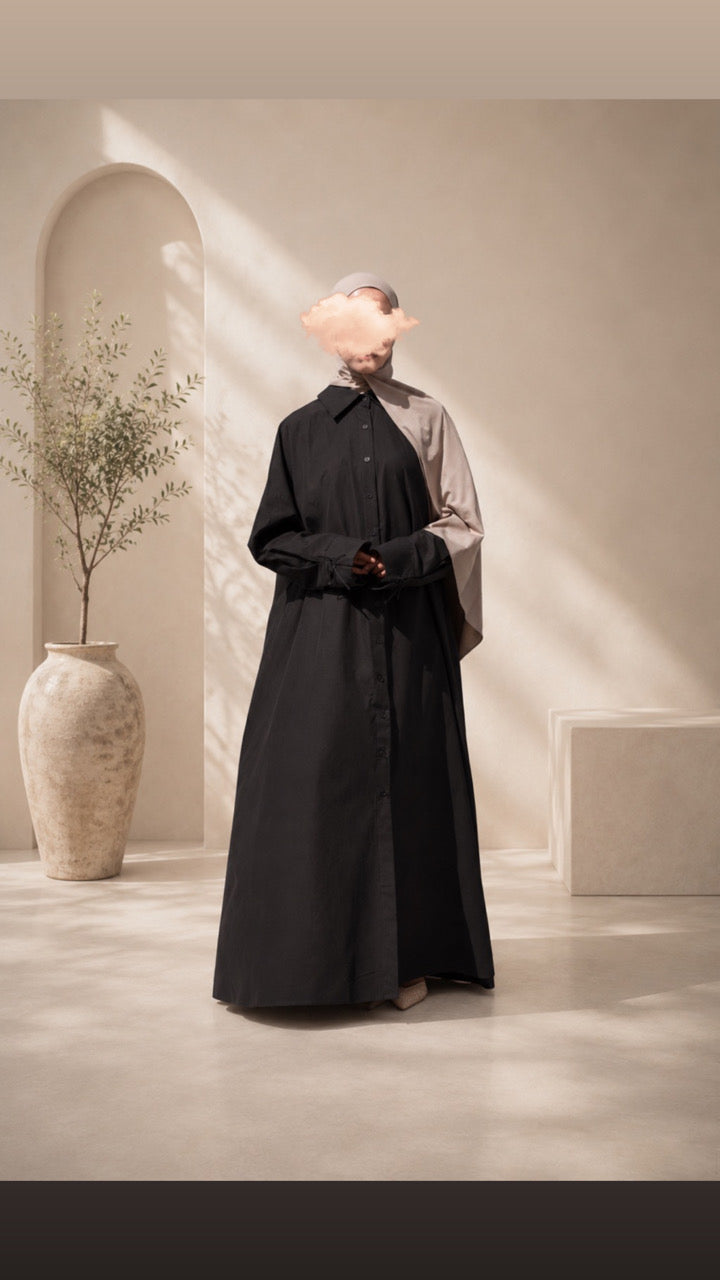Abaya Chemise Longue 100% Coton – Tunique Modeste Femme Disponible en Plusieurs Coloris