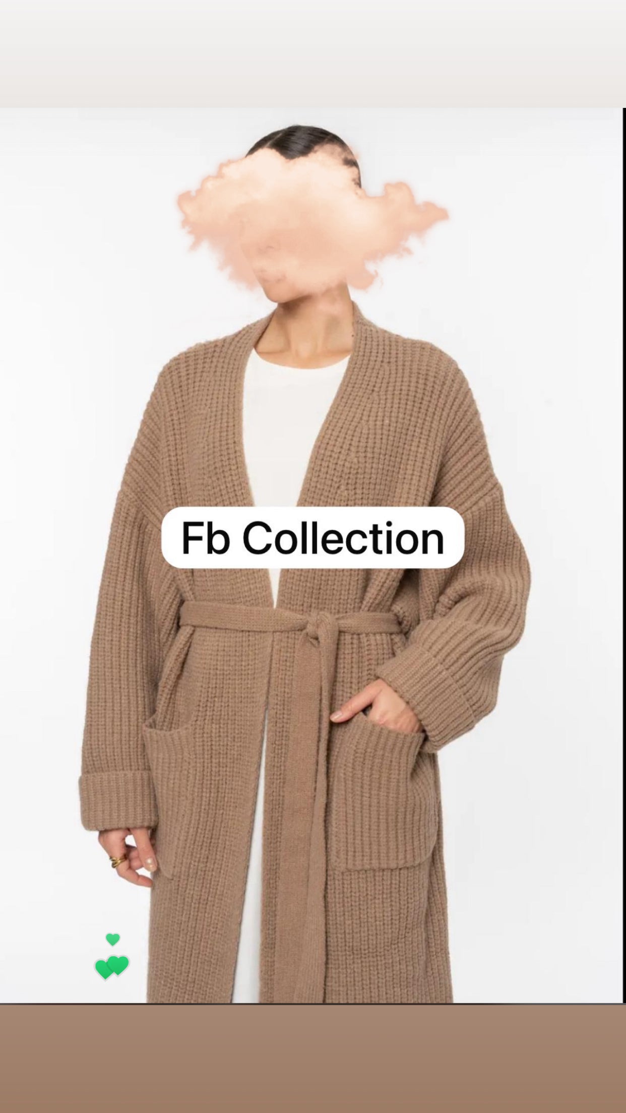 Long manteau tricoté taupe