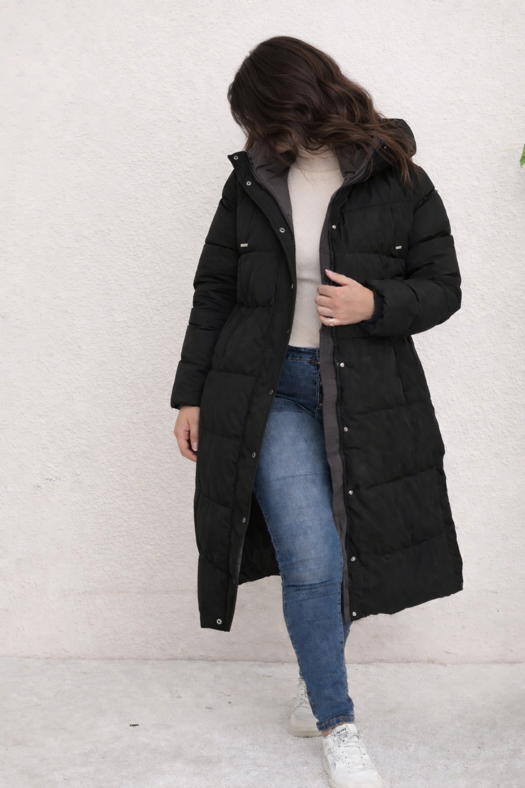 Doudoune longue en plume d’oie