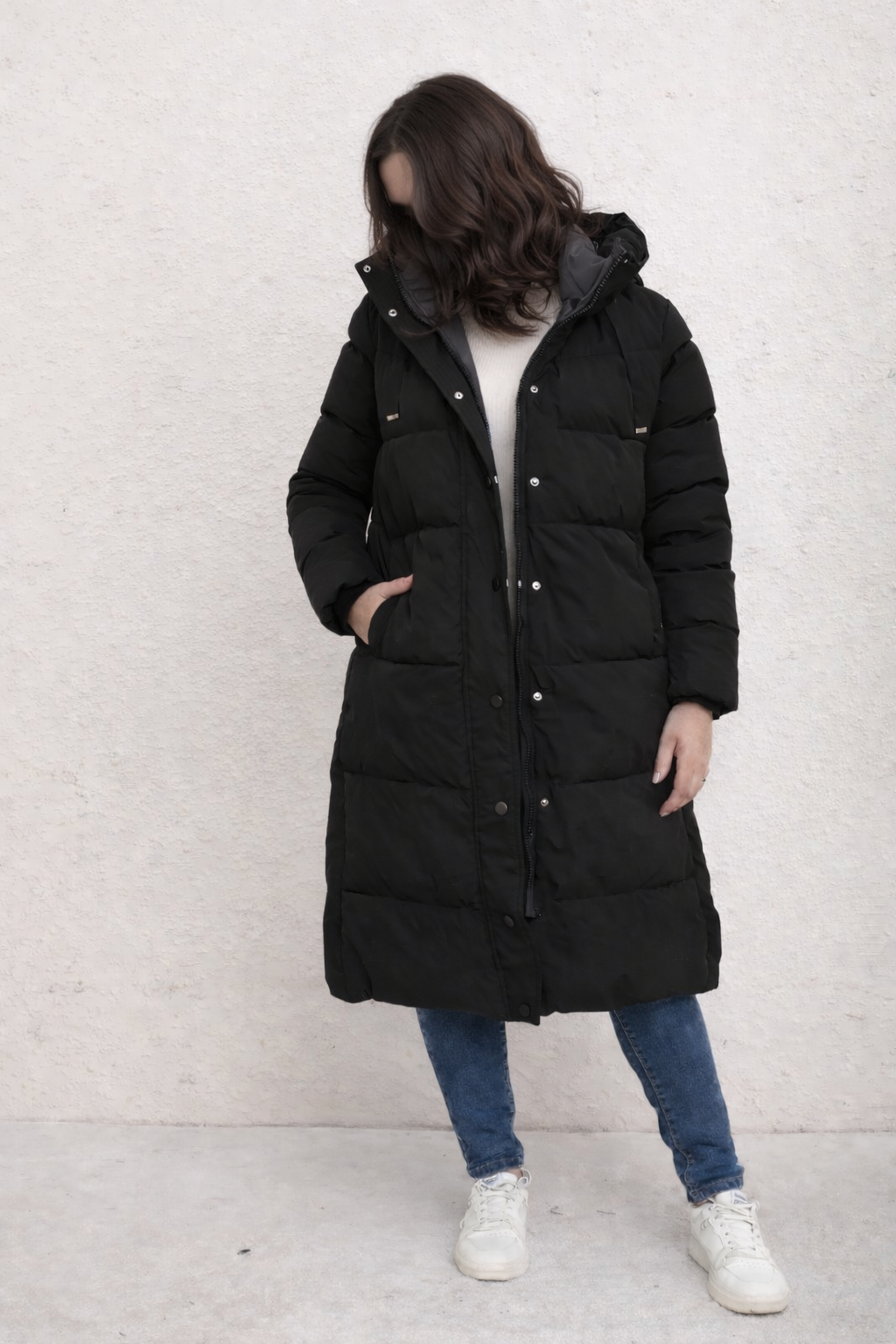 Doudoune longue en plume d’oie