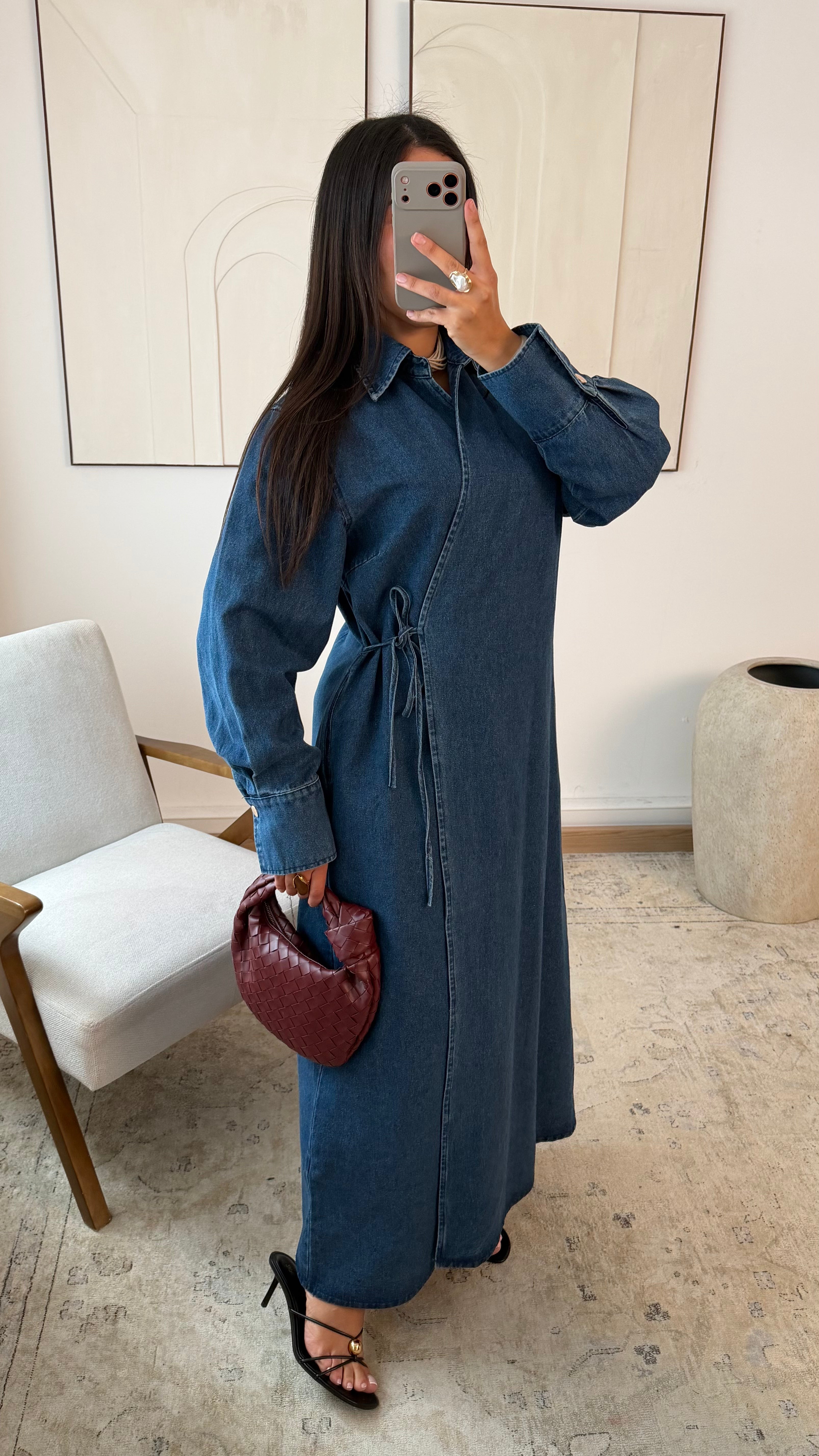 Robe portefeuille en jeans